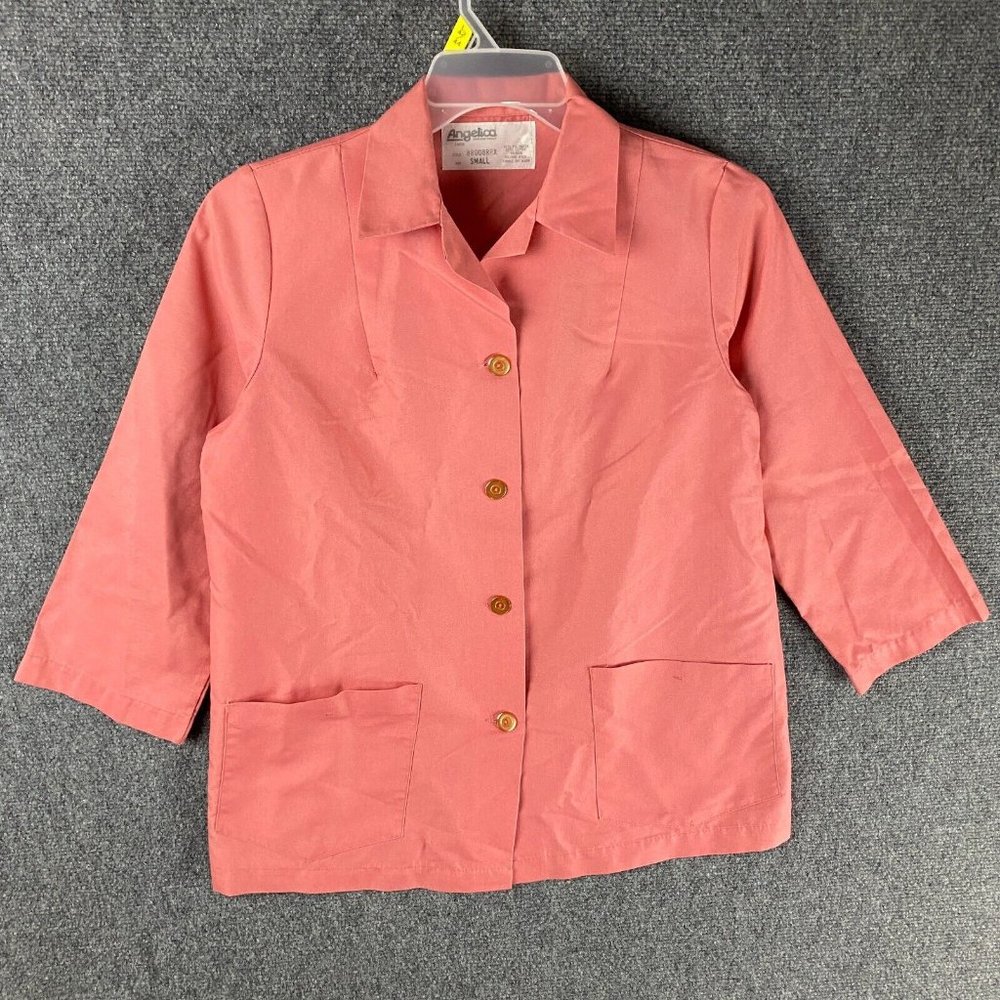 Angelica 3/4 Sleeve Button Up Top Small Women's Pink Polyester Blend S